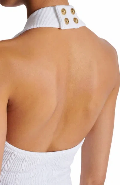 Balmain Cable Knit Halterneck Cropped Top