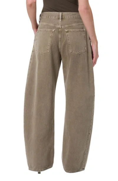Agolde Sefton Pleated High Waist Barrel Jeans In Brown