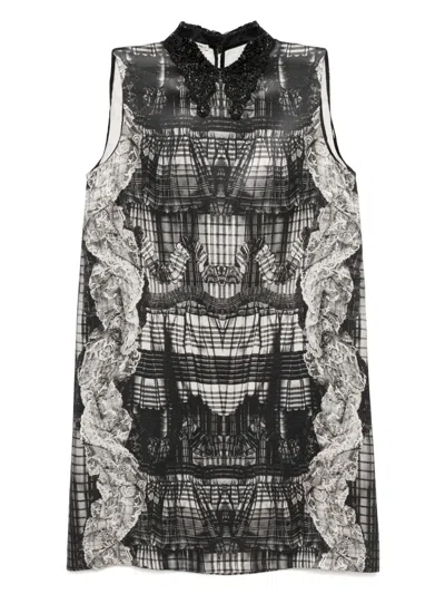 Pre-owned Miu Miu Trompe L'oeil Print Mini Shift Dress