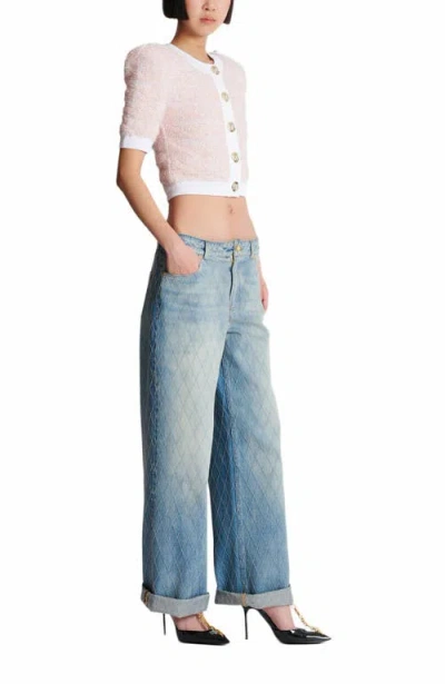 Balmain Short-sleeved Knit Cardigan In Multi