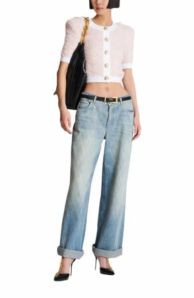 Balmain Short-sleeved Knit Cardigan In Multi