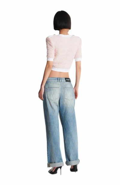 Balmain Short-sleeved Knit Cardigan In Multi