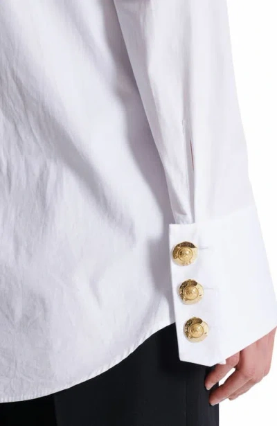 Balmain Ruffled Poplin Shirt In White