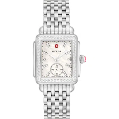 Michele Deco Mid Watch, 29mm In White/silver