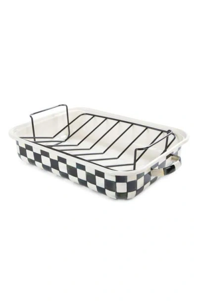 Mackenzie-childs Mackenzie Childs Sterling Check Enameled Steel Roasting Pan & Rack
