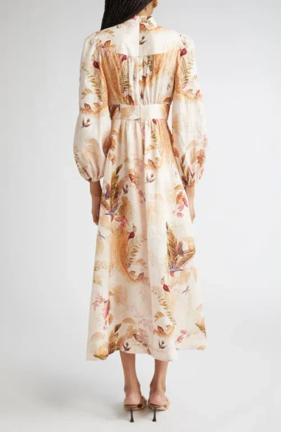 Zimmermann Ascension Linen Plunge Midi Dress