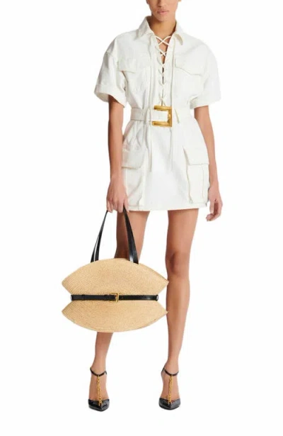 Balmain Cotton Gabardine Short Dress In White