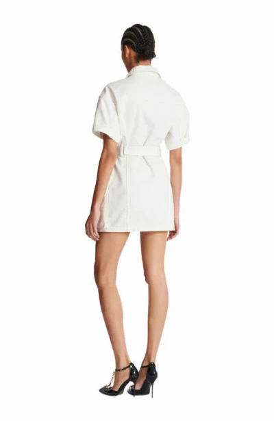 Balmain Cotton Gabardine Short Dress In White