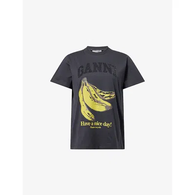 Ganni Relaxed Banana T-shirt In Black