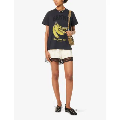 Ganni Relaxed Banana T-shirt In Black