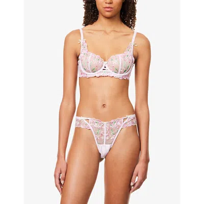 Lounge Womens Pink Lucielle Balcony Floral-lace Bra