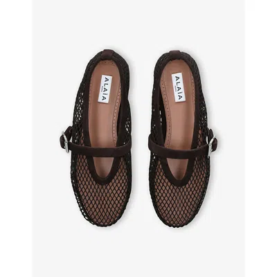 Alaïa Alaia Women Ballet Flats Mesh Ballerinas With Patent Leather Profiles In Multi