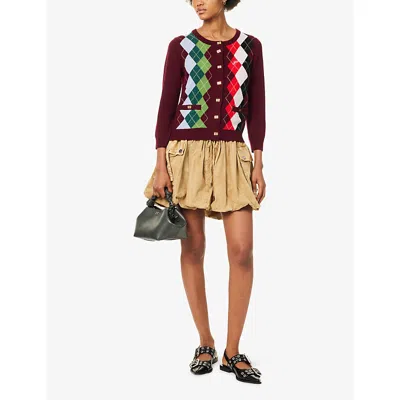 Ganni Cashmere Wool Mix Cardigan In Brown