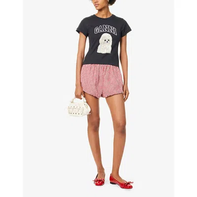 Ganni T-shirt In Cotone Ardesia   Donna In Blue