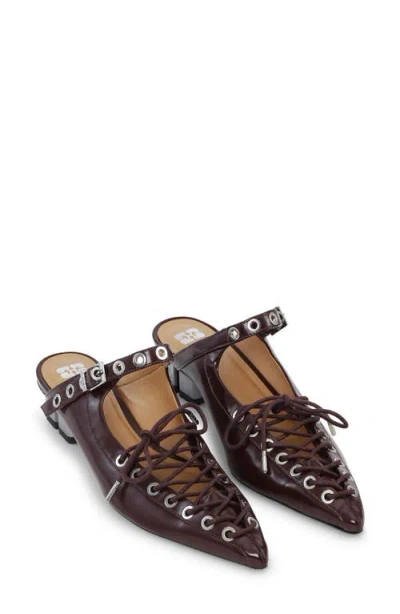 Ganni Brown Oleatex Mules With Laces