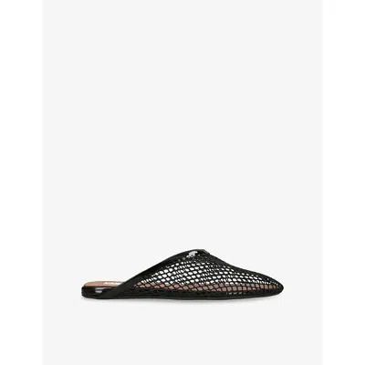Alaïa Fishnet Flat Mules Rubber Sole In Black