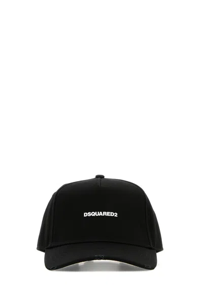 Dsquared2 Black Cotton Cap With Embroidered Logo