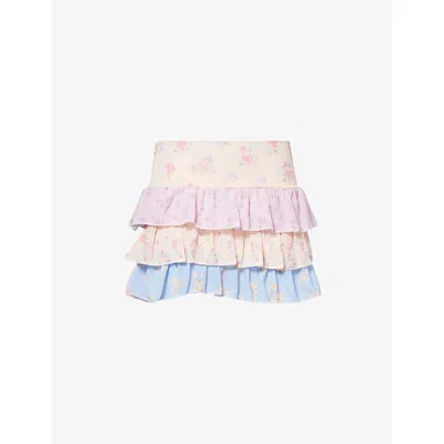 Gracejacob Womens Multi Cici Ruffle Woven Mini Skirt