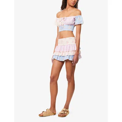 Gracejacob Womens Multi Cici Ruffle Woven Mini Skirt