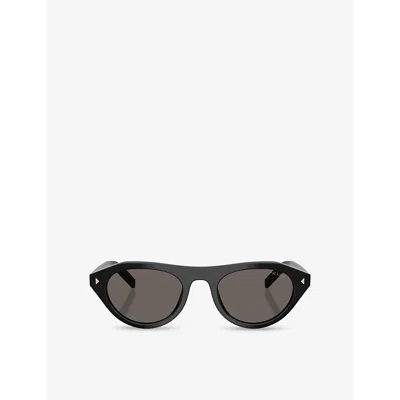 Prada Womens Black Pr B15s Oval-frame Acetate Sunglasses