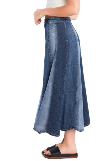 Wash Lab Denim Patchwork Denim Maxi Skirt In Blue
