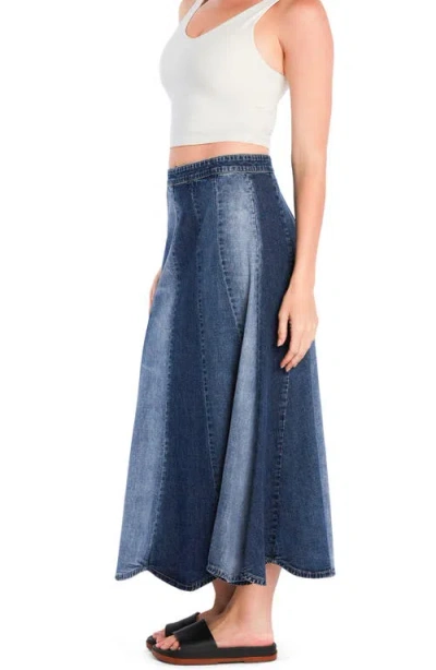 Wash Lab Denim Patchwork Denim Maxi Skirt In Blue