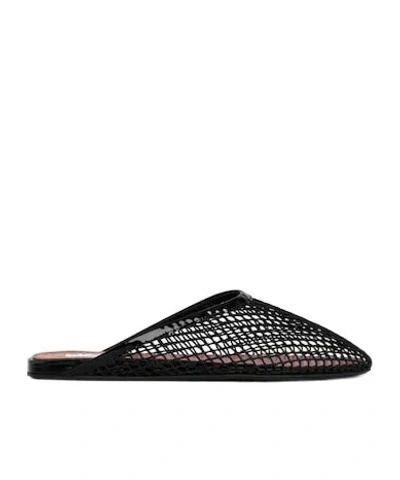 Alaïa Fishnet Flat Mules Rubber Sole In Black