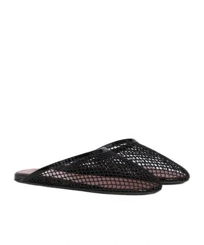 Alaïa Fishnet Flat Mules Rubber Sole In Black