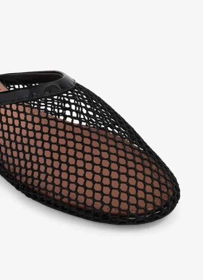 Alaïa Fishnet Flat Mules Rubber Sole In Black