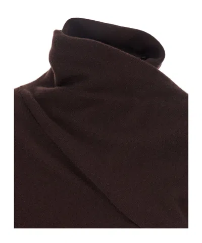 Tom Ford Brown Sweater With High Neck In Cashmere And Cotton Blend Woman