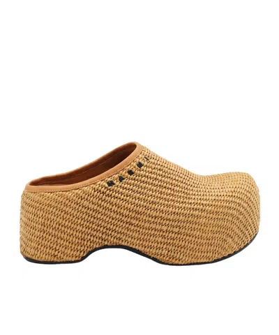 Marni Heel Sandals With Woven Texture Platform