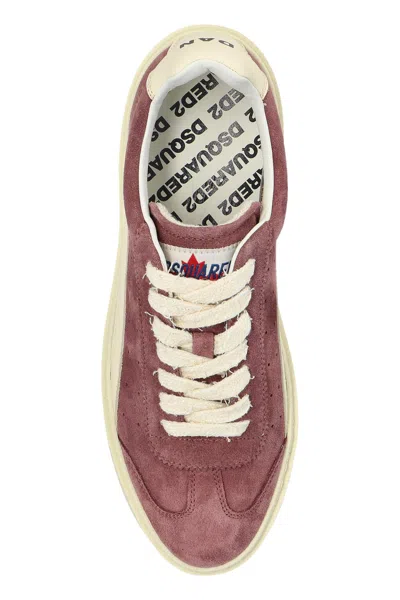 Dsquared2 Suede Low-top Sneakers In Burgundy