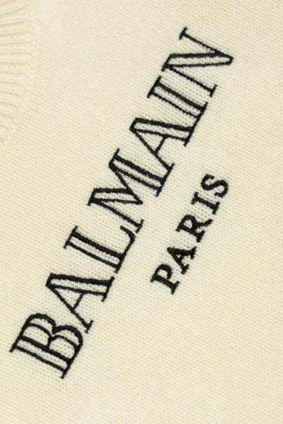 Balmain Logo Sweater In Neutral