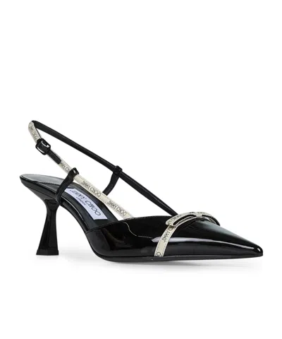 Jimmy Choo Leather Camila Pumps Glossy Finish In Black