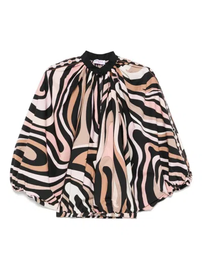 Pucci Marmo Print Voluminous Top In Black