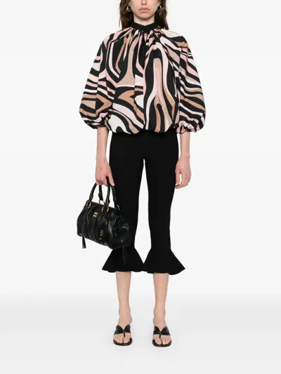 Pucci Marmo Print Voluminous Top In Black