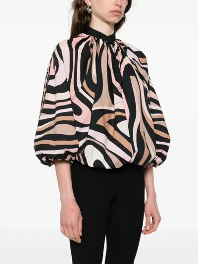 Pucci Marmo Print Voluminous Top In Black