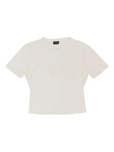 Callipygian Lace-trim T-shirt In White