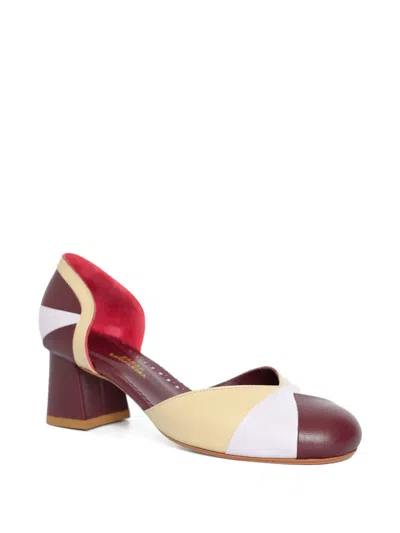 Sarah Chofakian 40mm Geometric Colourblock Pumps In Red