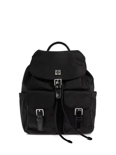 Tory Burch Functional Nylon Backpack With Multiple Pockets In Black