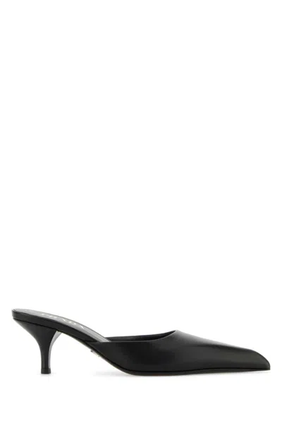 Prada Mule With Stiletto Heel And Pointed Toe In Black