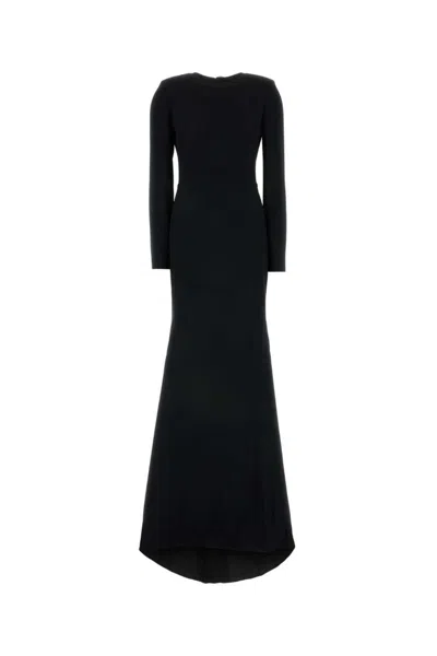 Gucci Crepe Open-back Long Dress In Black