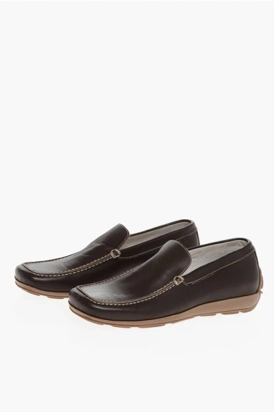 Corneliani Squared Toe Leather Loafers