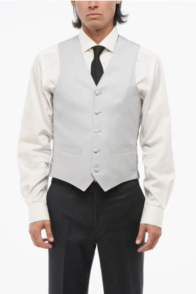 Corneliani 5 Buttons Mantua Wool Vest With Jettet Pockets