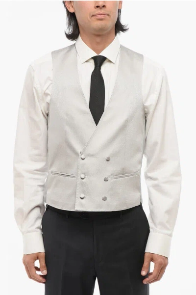 Corneliani Code Double Breasted Silk Vest With Jetted Pockets