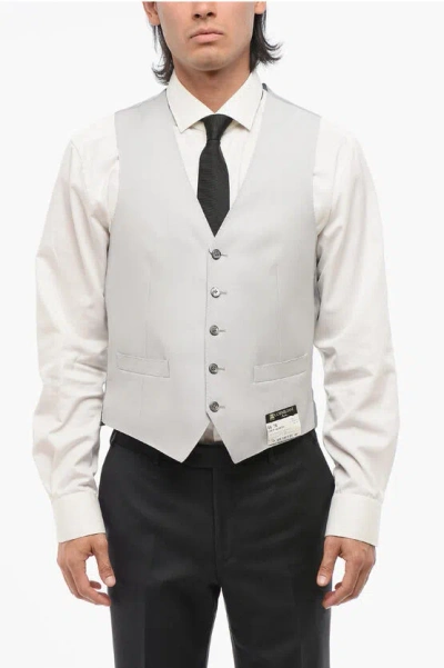 Corneliani 5 Buttons Academy Wool Vest With Jetted Pockets