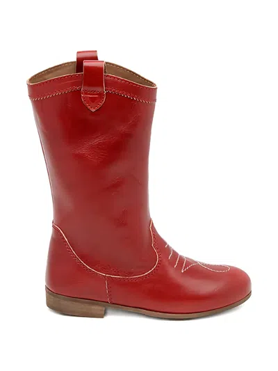 Pèpè Leather Western-style Boots In Red