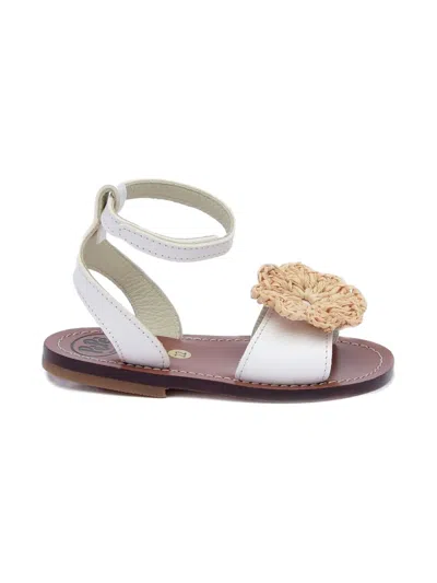 花卉缀饰皮质凉鞋