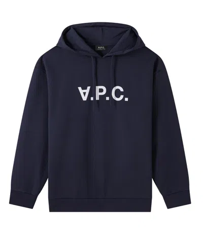 Apc A.p.c. Milo Hoodie With Flocked Logo Print In Black