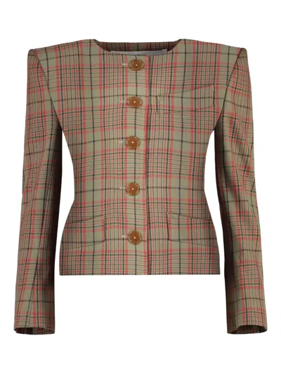 Vivienne Westwood Wood Checked Jacket With Structured Shoulders